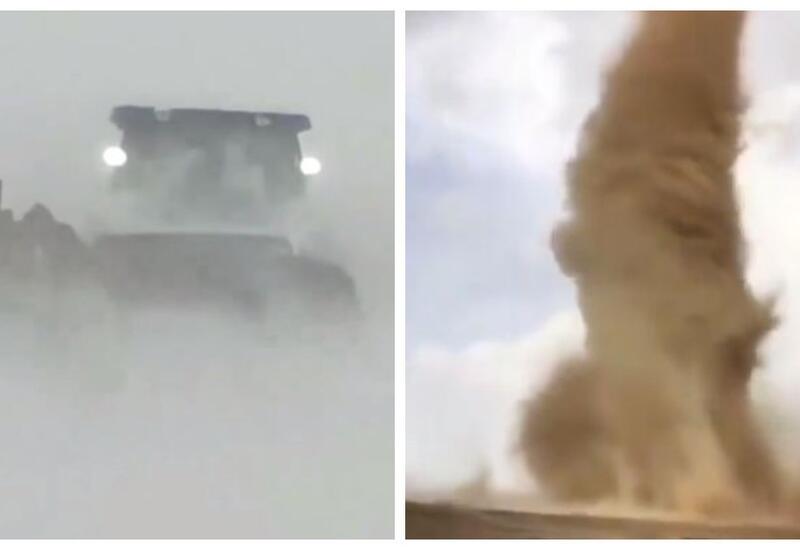 Снежная и песчаная буря накрыли Китай