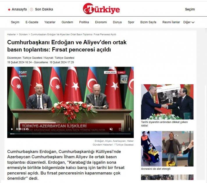 Türkiyə mətbuatı Prezident İlham Əliyevin rəsmi səfərini diqqət mərkəzində saxlamaqda davam edir