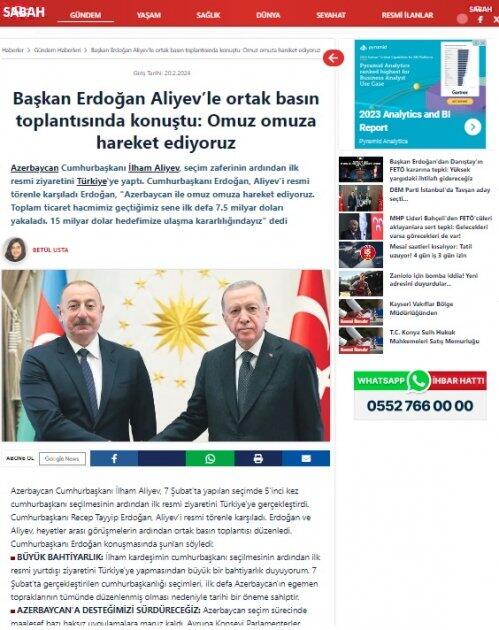 Türkiyə mətbuatı Prezident İlham Əliyevin rəsmi səfərini diqqət mərkəzində saxlamaqda davam edir