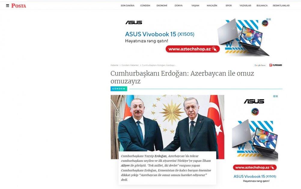 Türkiyə mətbuatı Prezident İlham Əliyevin rəsmi səfərini diqqət mərkəzində saxlamaqda davam edir