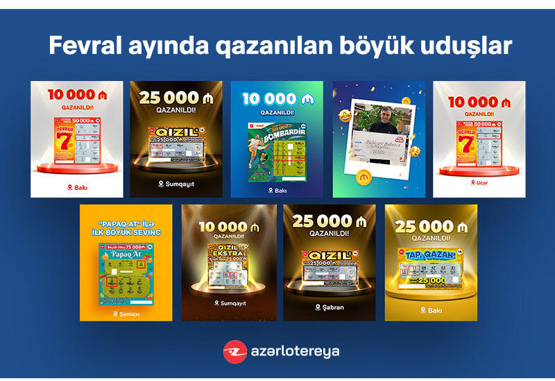 В течение февраля компания "Azərlotereya" радует своих игроков 14 значительными выигрышами
