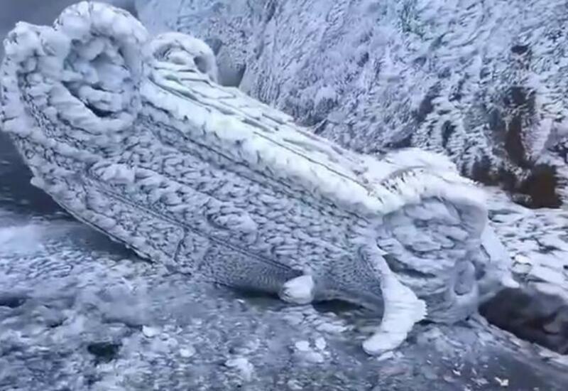 Тотальное обледенение на горе в Китае