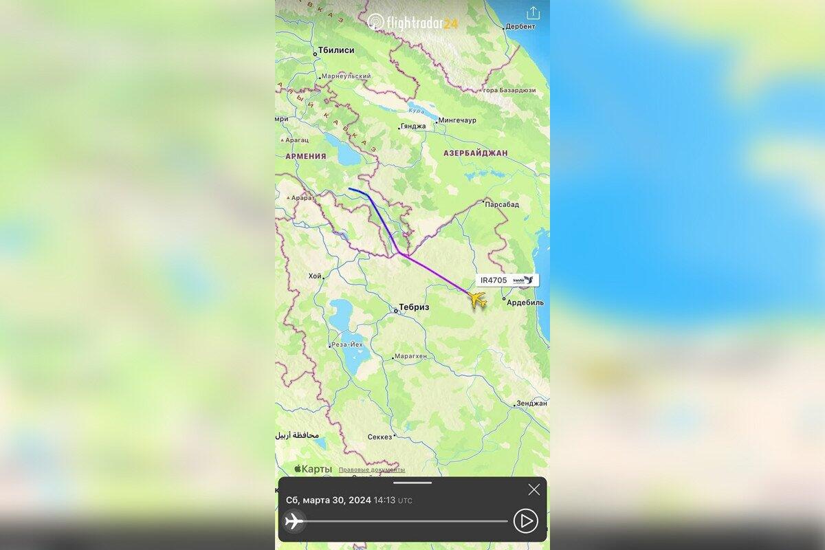Иранский самолет перевозит оружие в Армению