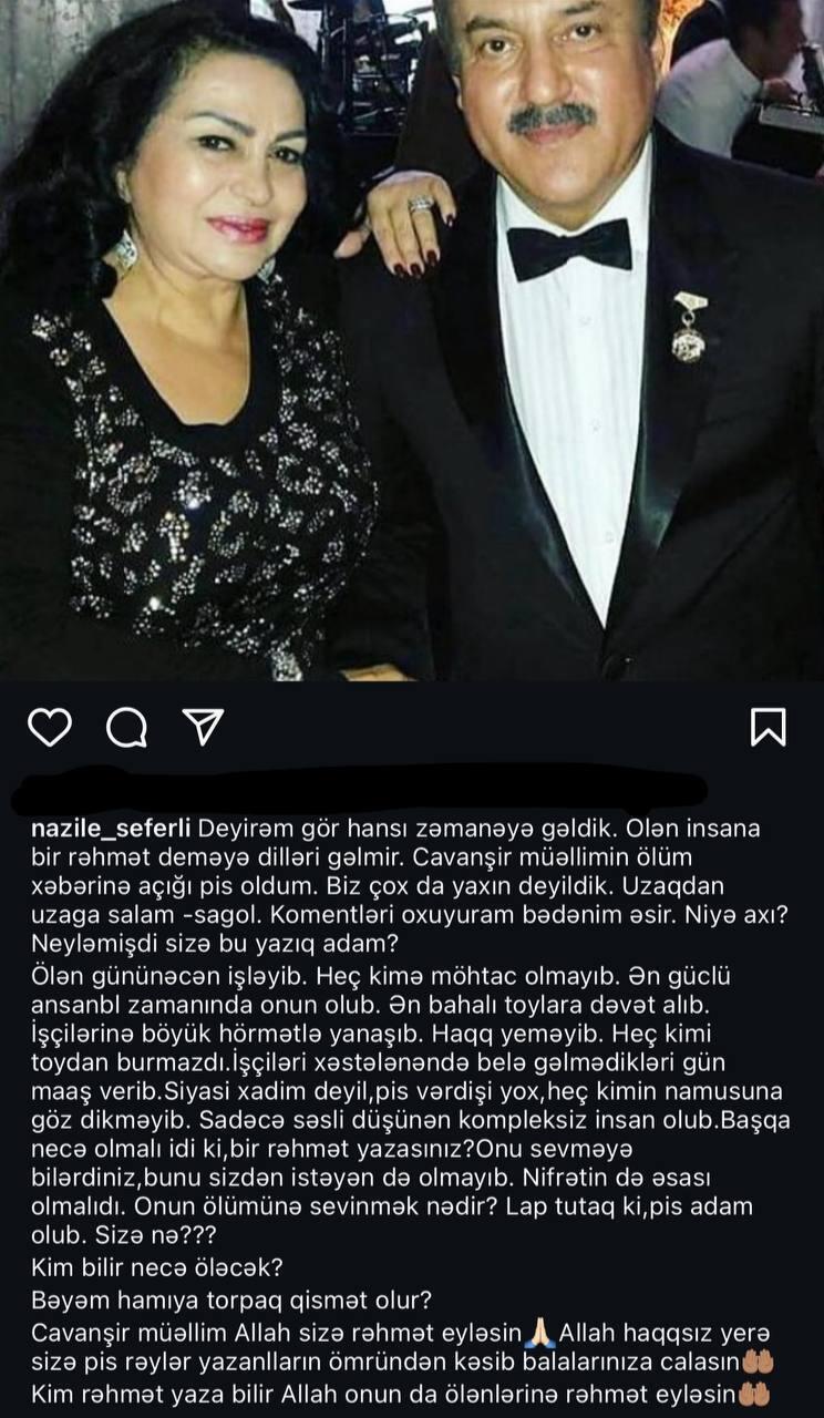 "Nədir axı Cavanşir Məmmədovun ölümünə sevinmək?"