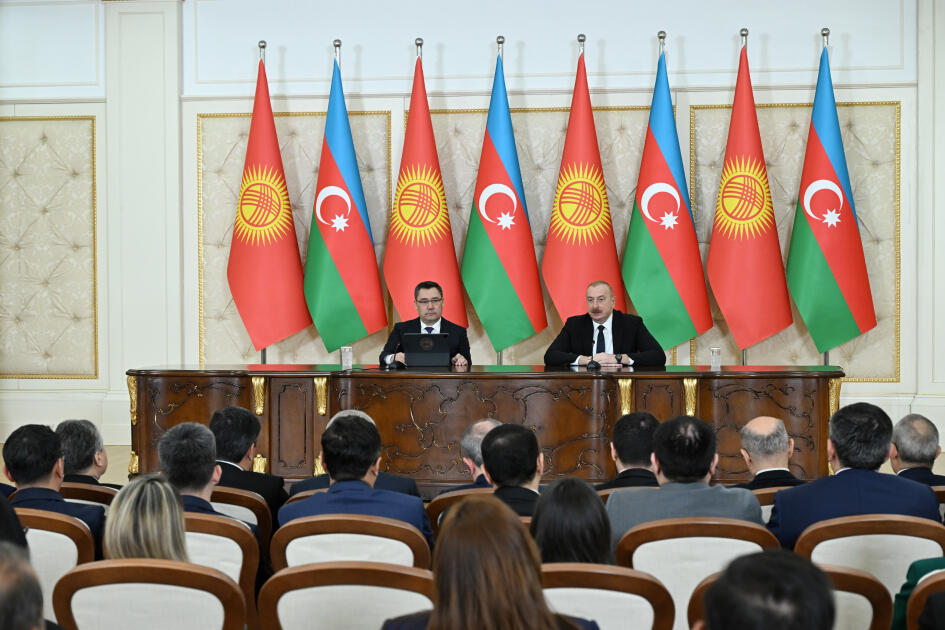 Prezident İlham Əliyev və Prezident Sadır Japarov mətbuata bəyanatlarla çıxış ediblər