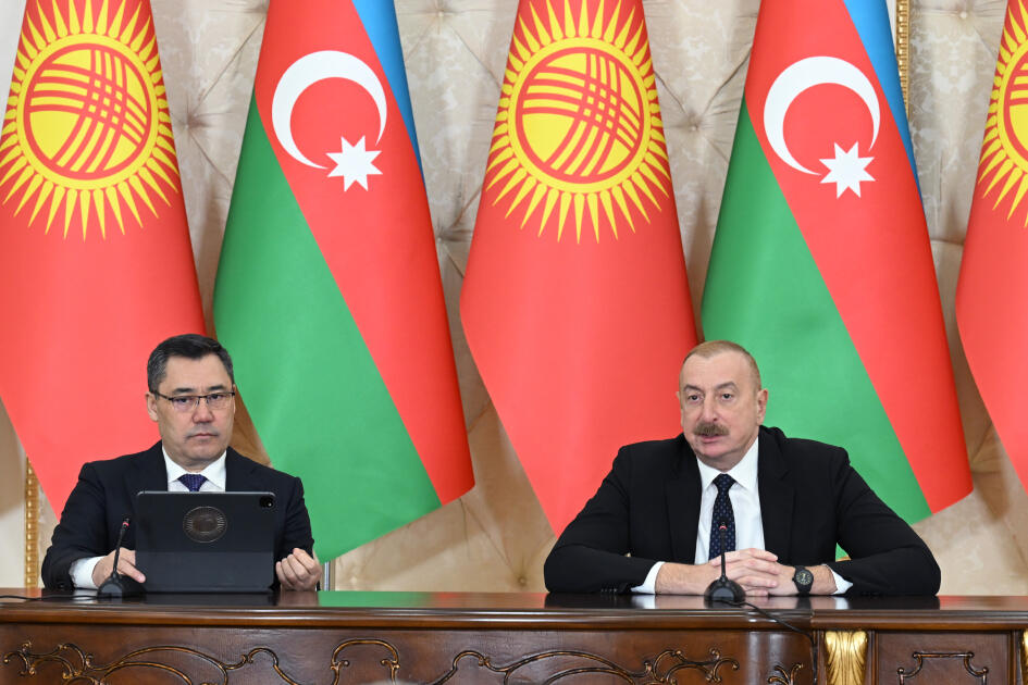 Prezident İlham Əliyev və Prezident Sadır Japarov mətbuata bəyanatlarla çıxış ediblər