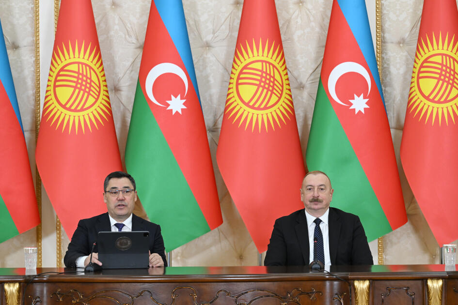 Prezident İlham Əliyev və Prezident Sadır Japarov mətbuata bəyanatlarla çıxış ediblər