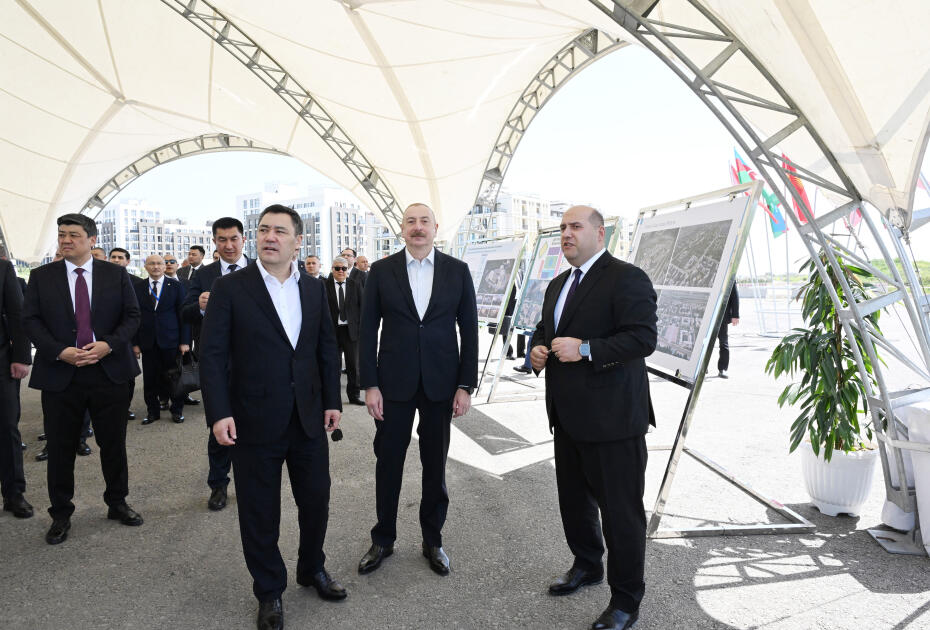 Azərbaycan və Qırğızıstan Prezidentləri Füzuli şəhərinin dağıdılmış yerlərinə baxıb, şəhərin Baş planı ilə tanış olublar