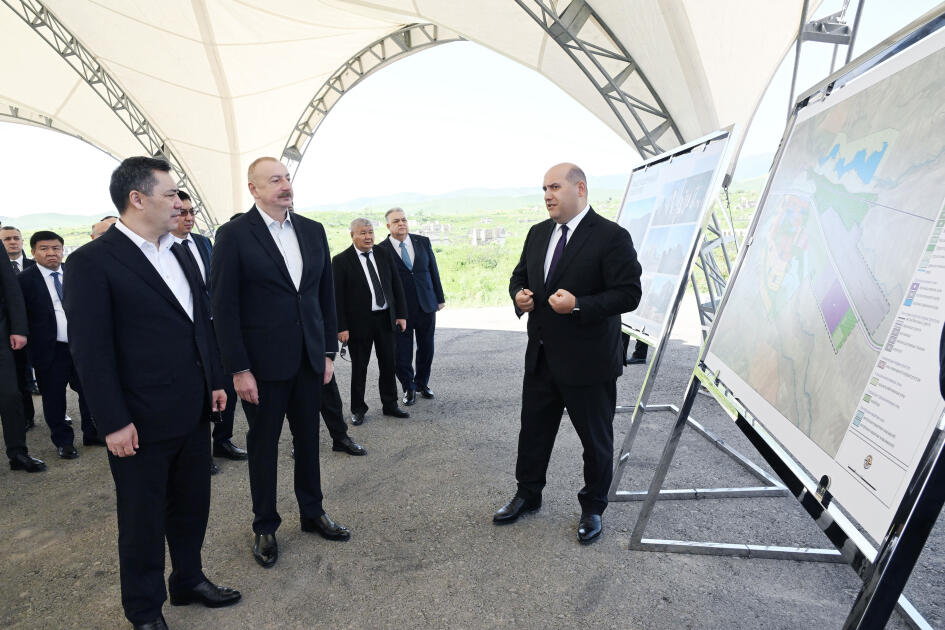 Azərbaycan və Qırğızıstan Prezidentləri Füzuli şəhərinin dağıdılmış yerlərinə baxıb, şəhərin Baş planı ilə tanış olublar