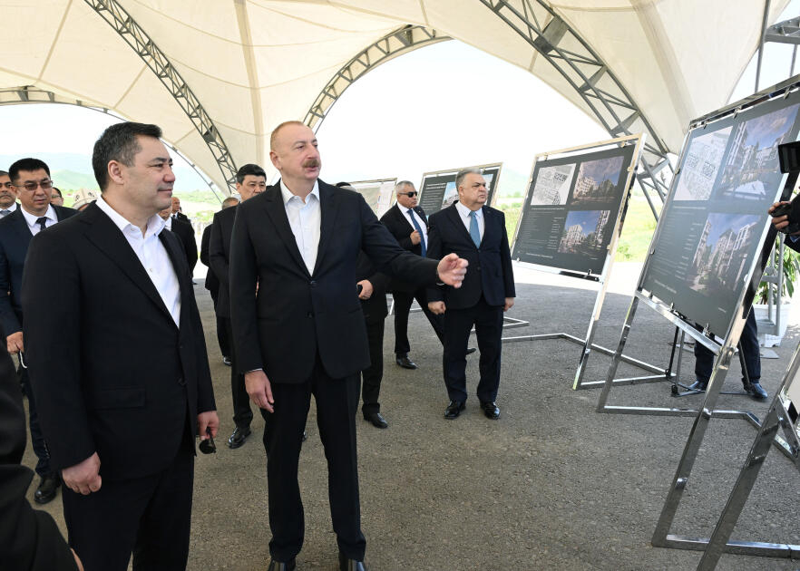 Azərbaycan və Qırğızıstan Prezidentləri Füzuli şəhərinin dağıdılmış yerlərinə baxıb, şəhərin Baş planı ilə tanış olublar