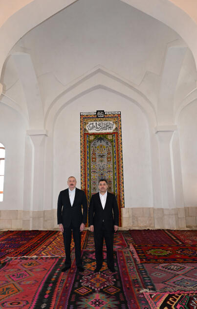 Prezident İlham Əliyev və Prezident Sadır Japarov Ağdam Cümə məscidinin bərpadan sonra açılışında iştirak ediblər