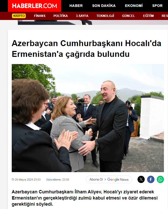 Визит Президента Ильхама Алиева и Первой леди Мехрибан Алиевой в Ходжалы в центре внимания ведущих СМИ Турции