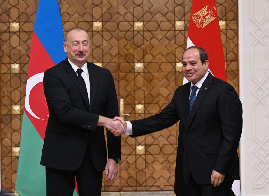 Prezident İlham Əliyev və Misir Prezidenti Əbdülfəttah Əs-Sisi mətbuata bəyanatlarla çıxış ediblər