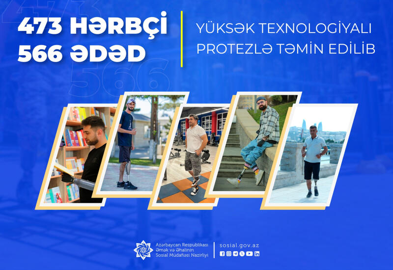 Vətən müharibəsindən sonra 473 hərbçi 566 ədəd yüksək texnologiyalı protezlə təmin edilib