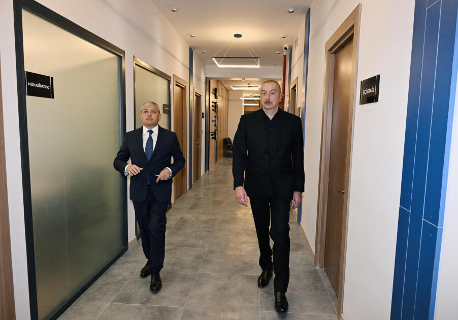 Prezident İlham Əliyev Şuşada Dövlət Xidmətləri Mərkəzinin əsaslı təmirdən sonra açılışında iştirak edib