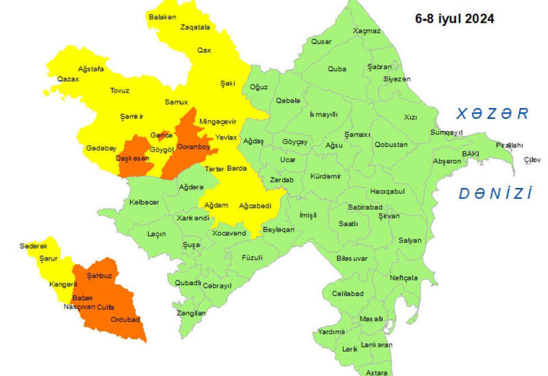Sarı və narıncı xəbərdarlıq edildi