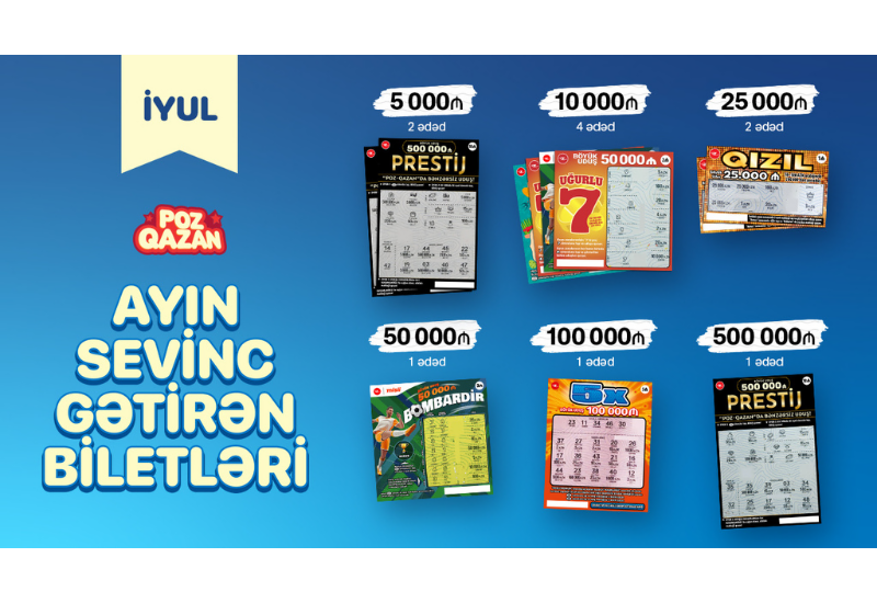 “Poz-Qazan” oyunlarında iyulda 11 böyük uduş qazanılıb