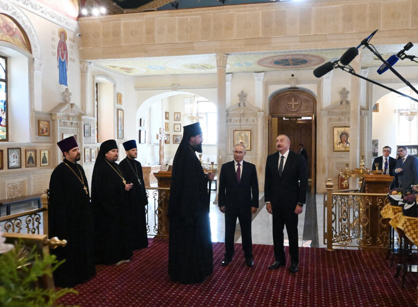 Azərbaycan və Rusiya prezidentləri Müqəddəs Mürdaşıyan Zənənlər Kafedralında olublar