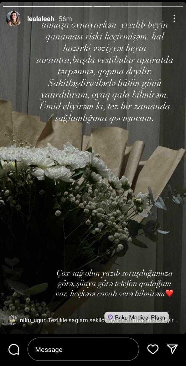 Azərbaycanlı aktrisa səhnədə yıxılıb xəstəxanalıq oldu