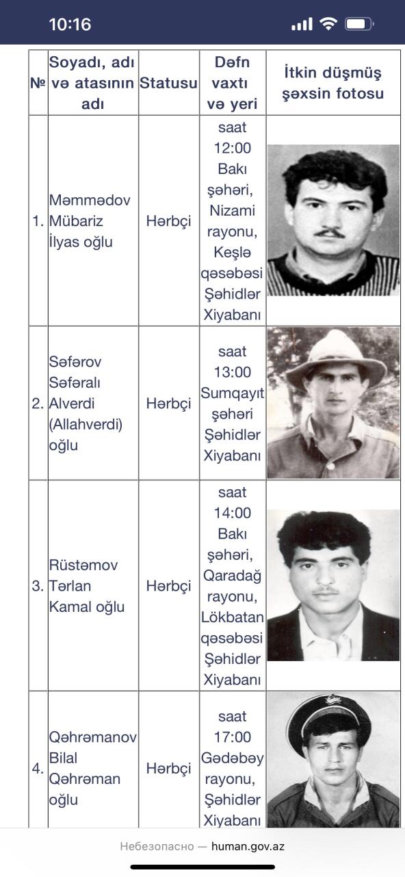 Будут захоронены останки еще 4 шехидов I Карабахской войны