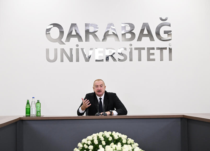 Президент Ильхам Алиев принял участие в открытии после ремонта Карабахского университета