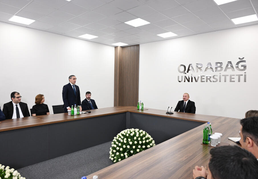 Президент Ильхам Алиев принял участие в открытии после ремонта Карабахского университета