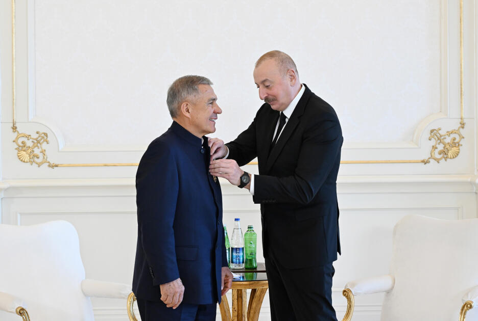 Президент Ильхам Алиев встретился с Раисом Республики Татарстан Российской Федерации