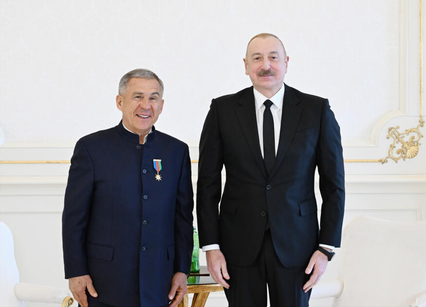Президент Ильхам Алиев встретился с Раисом Республики Татарстан Российской Федерации