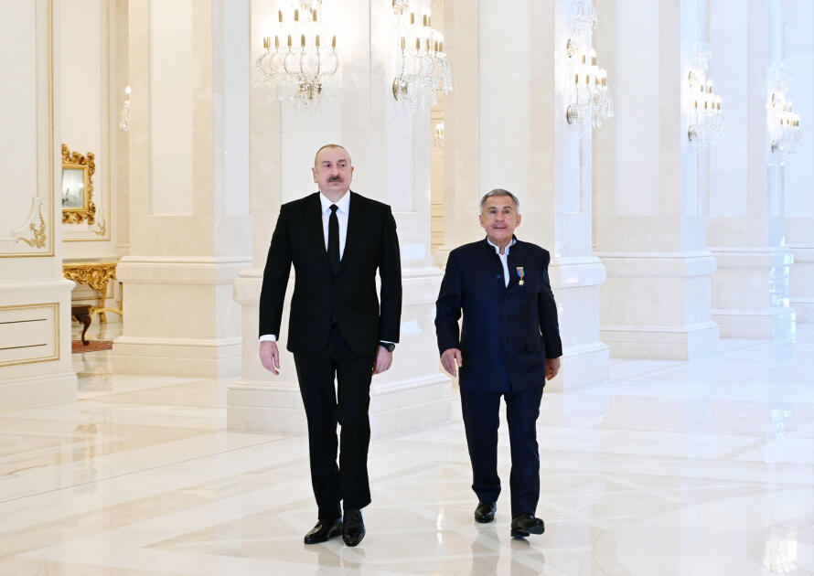Президент Ильхам Алиев встретился с Раисом Республики Татарстан Российской Федерации