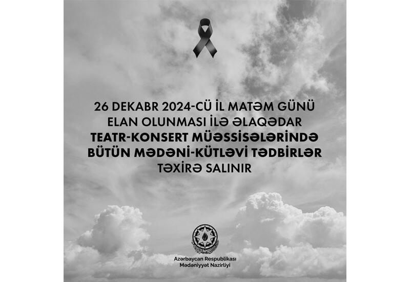 Teatr-konsert müəssisələrində bütün mədəni-kütləvi tədbirlər təxirə salınıb