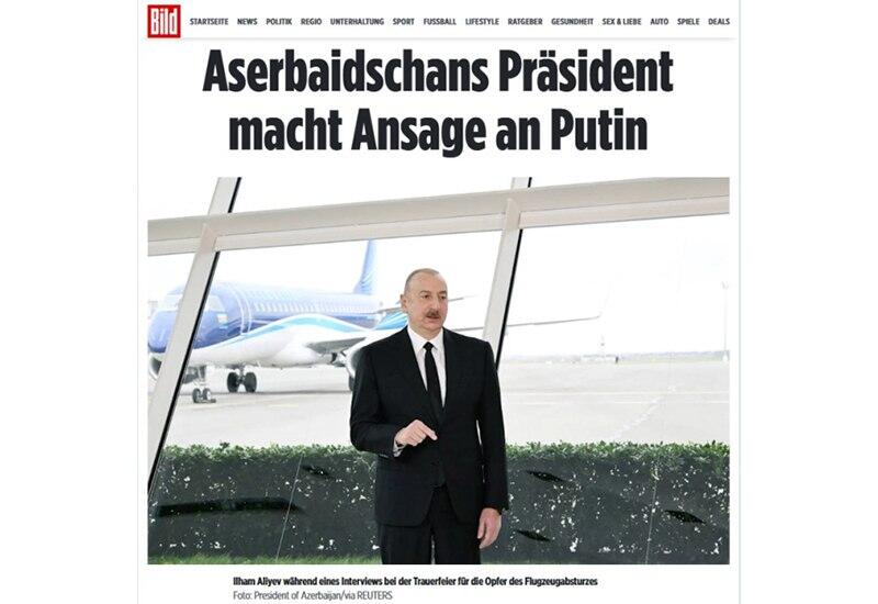 Немецкие СМИ широко осветили мнения Президента Ильхама Алиева по поводу авиакатастрофы