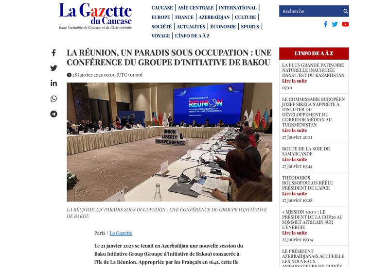 La Gazette du Caucase высоко оценило усилия Бакинской инициативной группы в борьбе с французским колониализмом