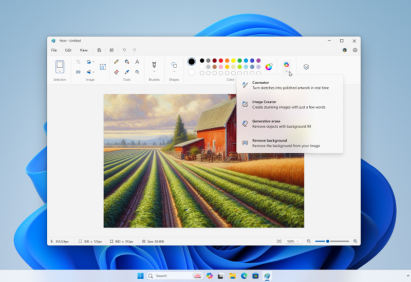Paint получил кнопку вызова ИИ Microsoft Copilot