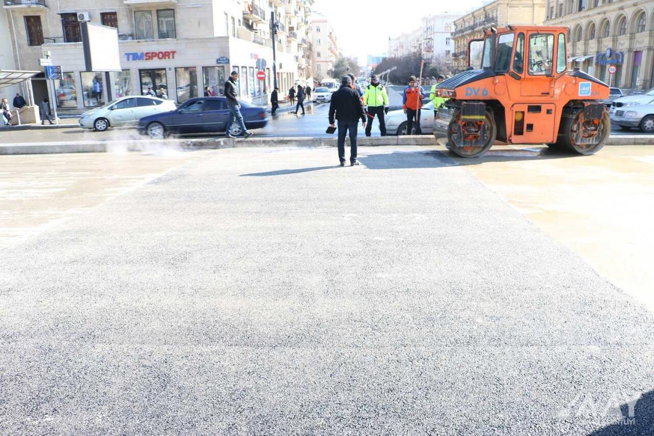 Heydər Əliyev prospektində avtonəqliyyat vasitələrinin hərəkəti bərpa olunub