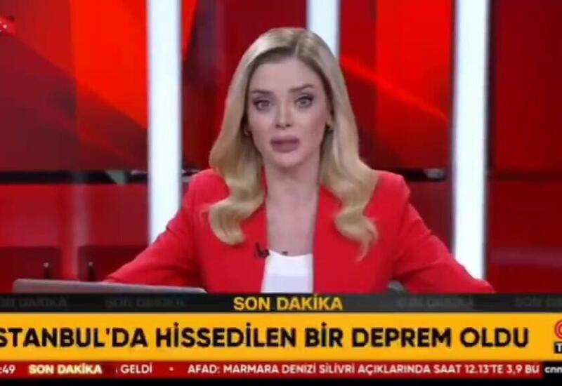İstanbulda zəlzələ anı - Canlı yayımda studiya belə silkələndi