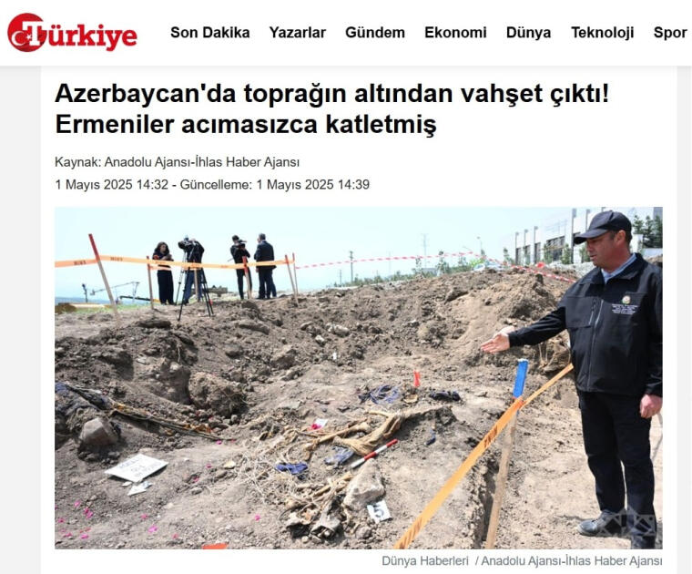 В газете Türkiye опубликован материал о преступлениях армян против азербайджанцев