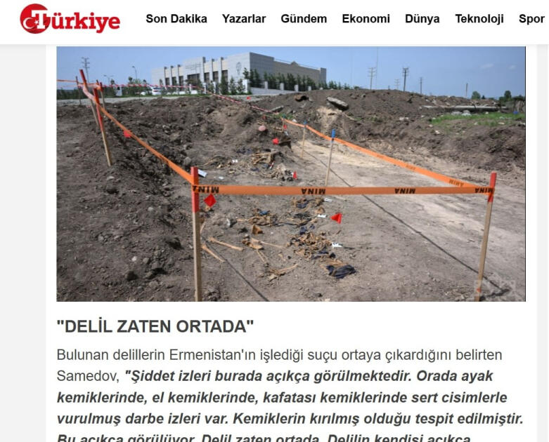 В газете Türkiye опубликован материал о преступлениях армян против азербайджанцев
