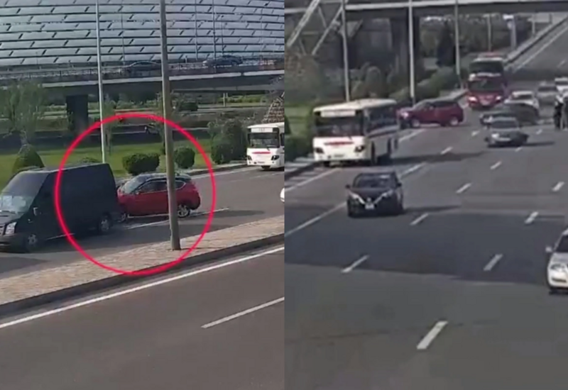 В Баку неисправная машина стала причиной цепной аварии