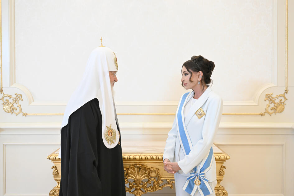 Президент Азербайджана Ильхам Алиев и Первая леди Мехрибан Алиева встретились с Патриархом Московским и всея Руси Кириллом