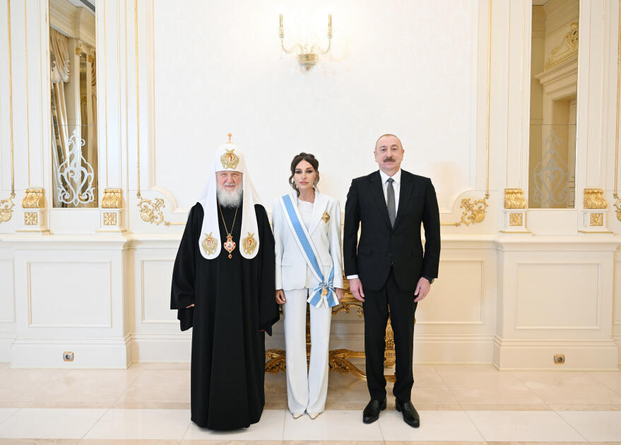 Президент Азербайджана Ильхам Алиев и Первая леди Мехрибан Алиева встретились с Патриархом Московским и всея Руси Кириллом