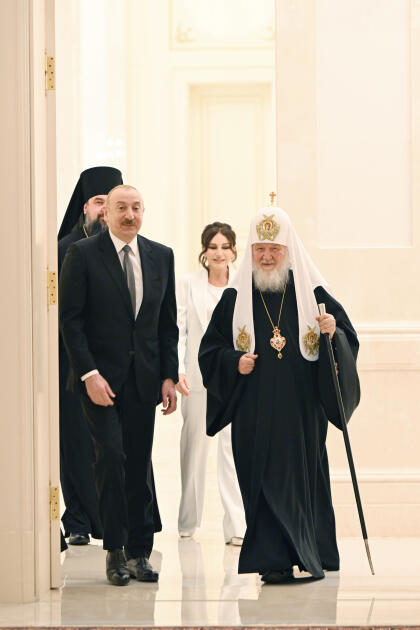 Президент Азербайджана Ильхам Алиев и Первая леди Мехрибан Алиева встретились с Патриархом Московским и всея Руси Кириллом