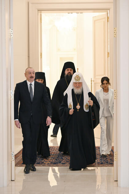 Президент Азербайджана Ильхам Алиев и Первая леди Мехрибан Алиева встретились с Патриархом Московским и всея Руси Кириллом