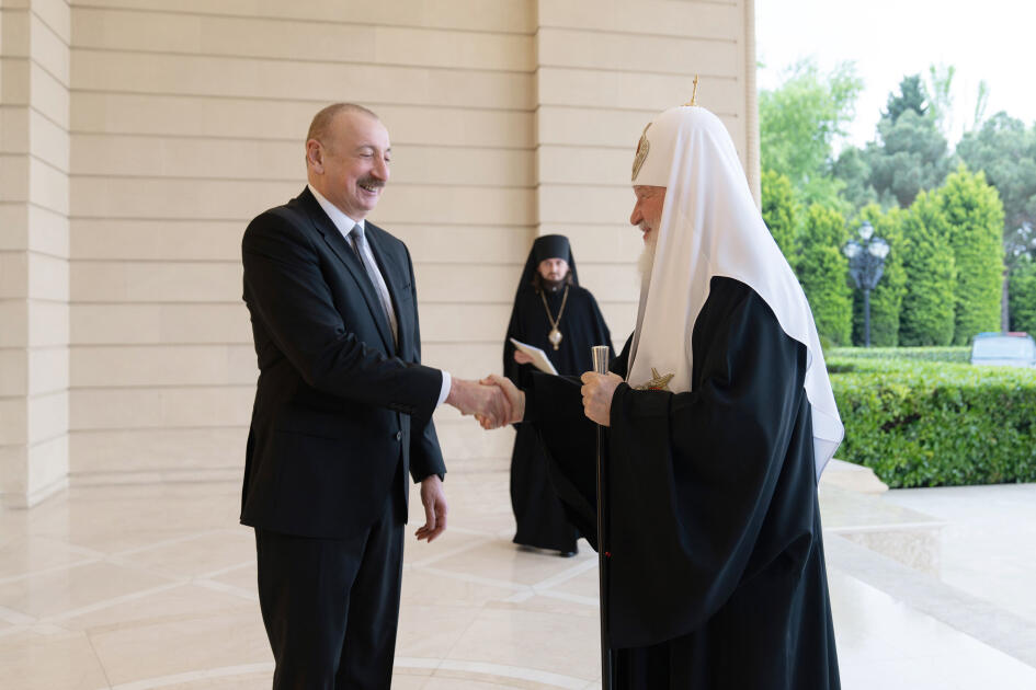 Президент Азербайджана Ильхам Алиев и Первая леди Мехрибан Алиева встретились с Патриархом Московским и всея Руси Кириллом