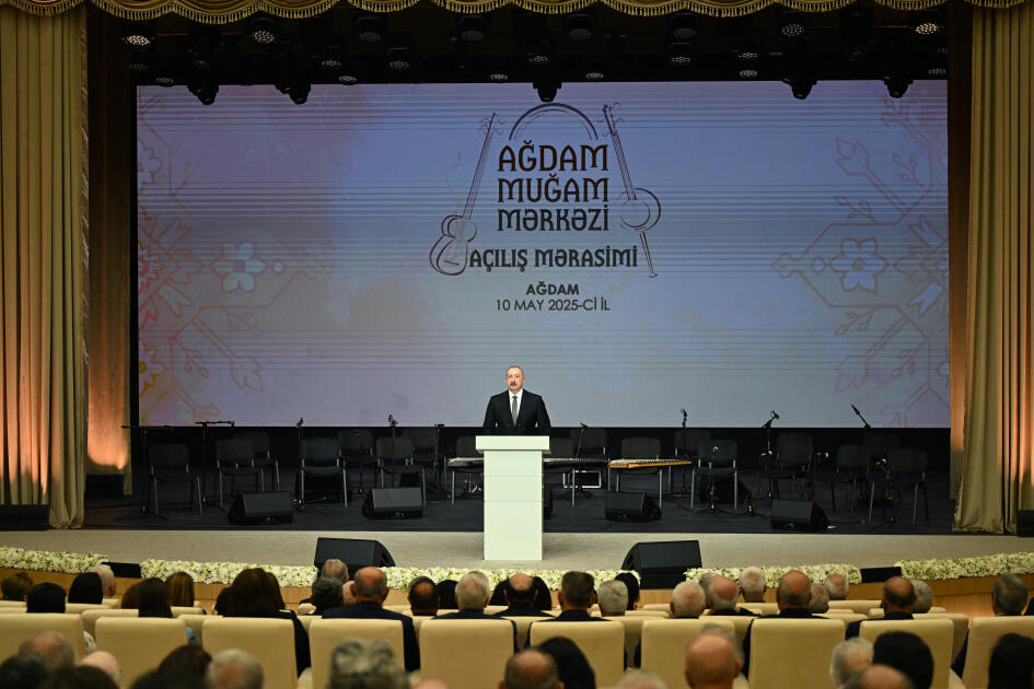 Prezident İlham Əliyev və birinci xanım Mehriban Əliyeva Ağdam Muğam Mərkəzinin açılışında iştirak ediblər