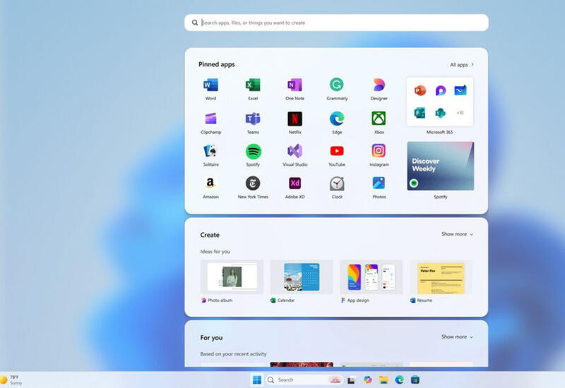Microsoft представила концепты обновленного меню «Пуск» в WIndows 11