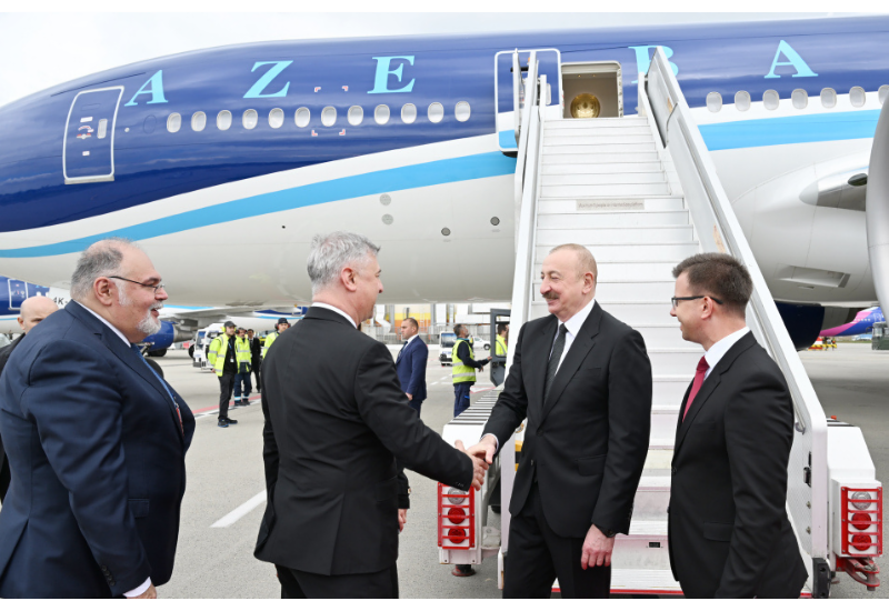 Prezident İlham Əliyev Macarıstana işgüzar səfərə gəlib