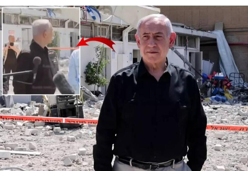 Netanyahu canlı yayımda danışarkən İranın vurduğu bina çökdü