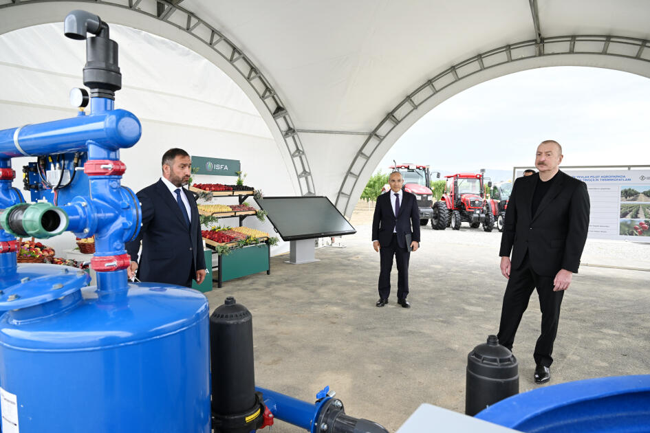 Президент Ильхам Алиев принял участие в открытии Евлахского пилотного агропарка