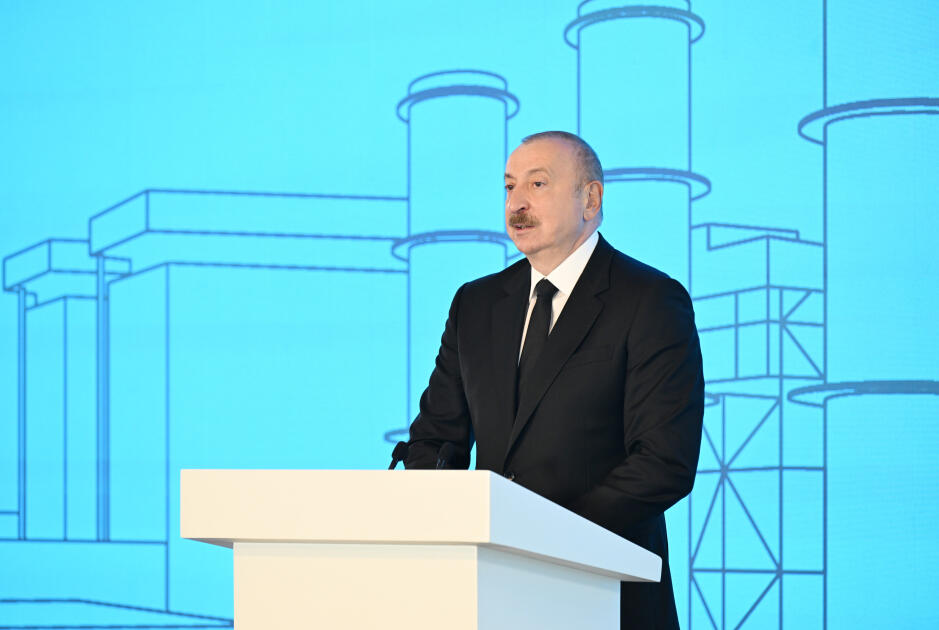 Президент Ильхам Алиев принял участие в церемонии открытия электростанции «8 Ноября» в Мингячевире