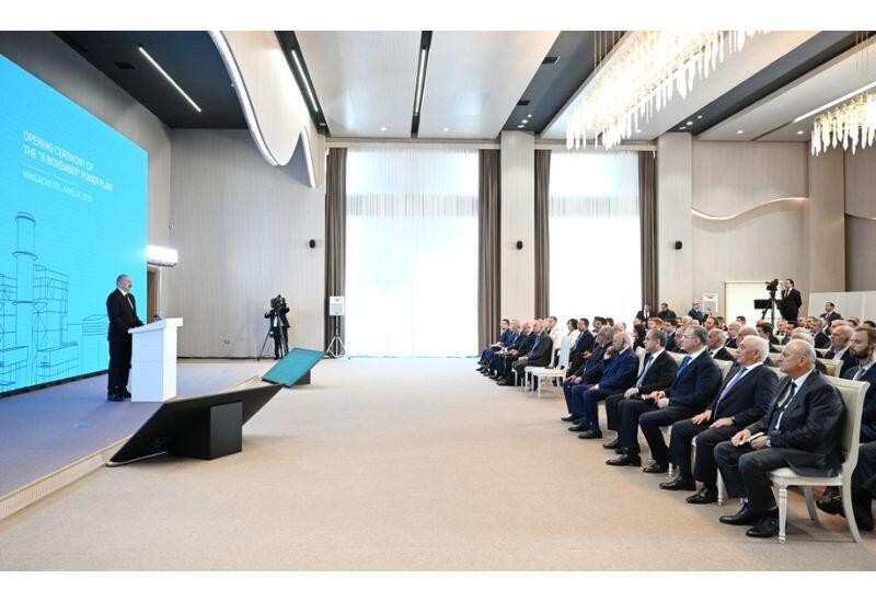 Президент Ильхам Алиев принял участие в церемонии открытия электростанции «8 Ноября» в Мингячевире